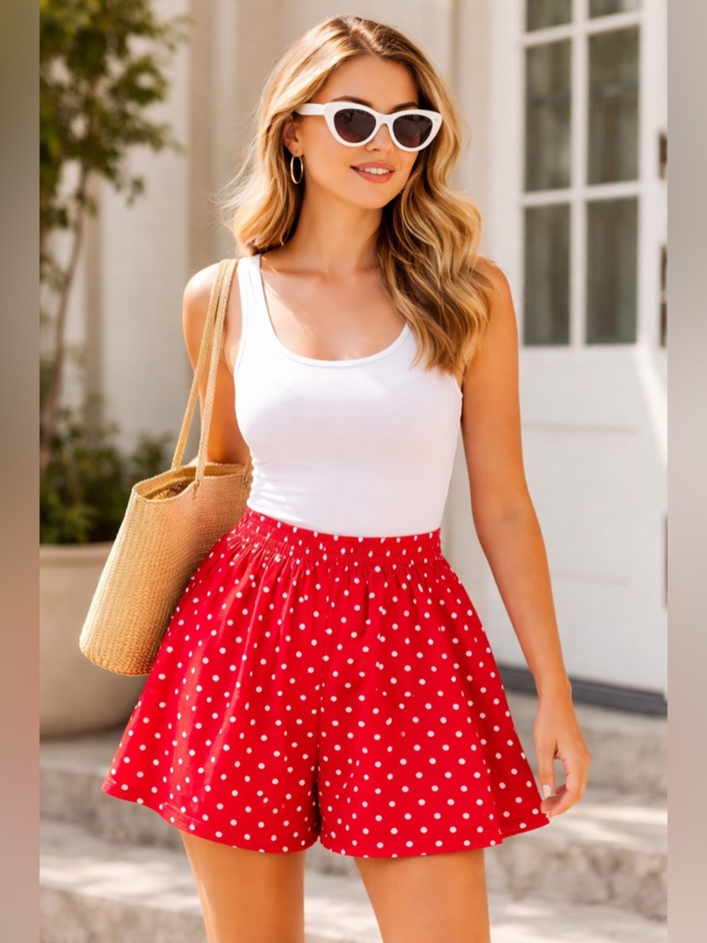 Vintage Koret Red Polka Dot Shorts Petite High Waist NWT USA Retro